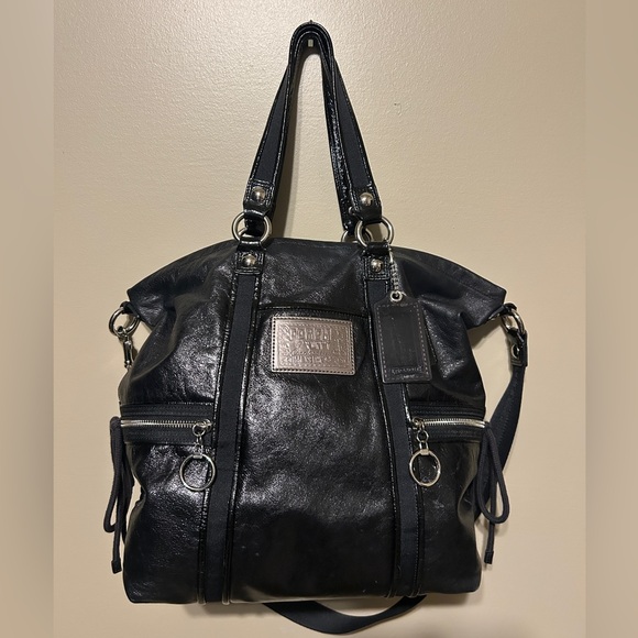 Coach Handbags - Coach Poppy Black Leather Shoulder Bag